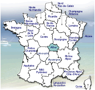 allier carte de frence - Image